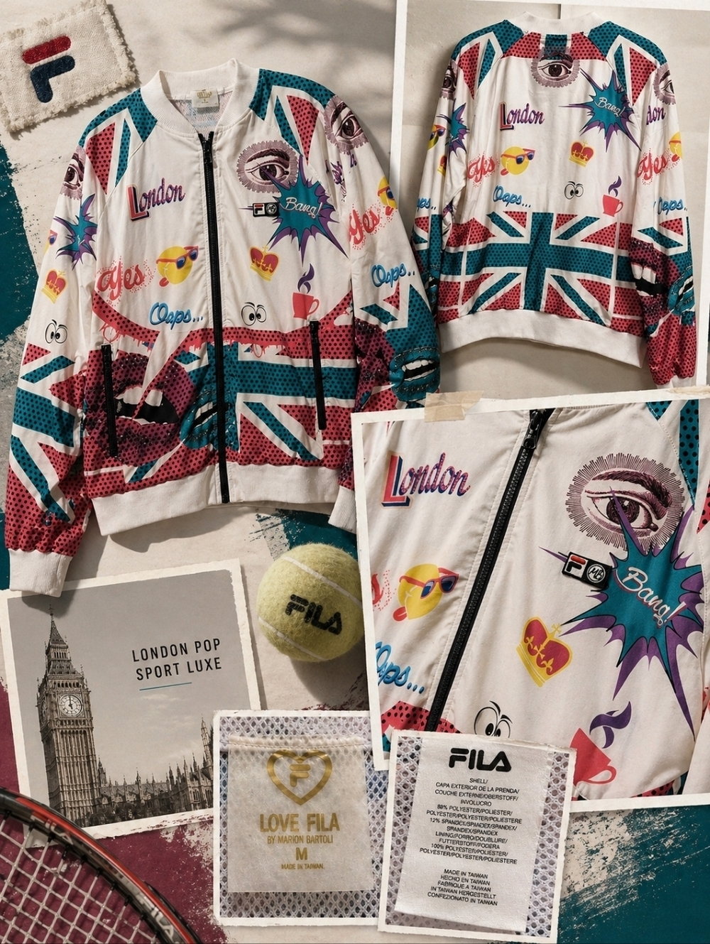 Sz Medium Fila x Marion Bartoli British Vintage-theme Collab Windbreaker Jacket
